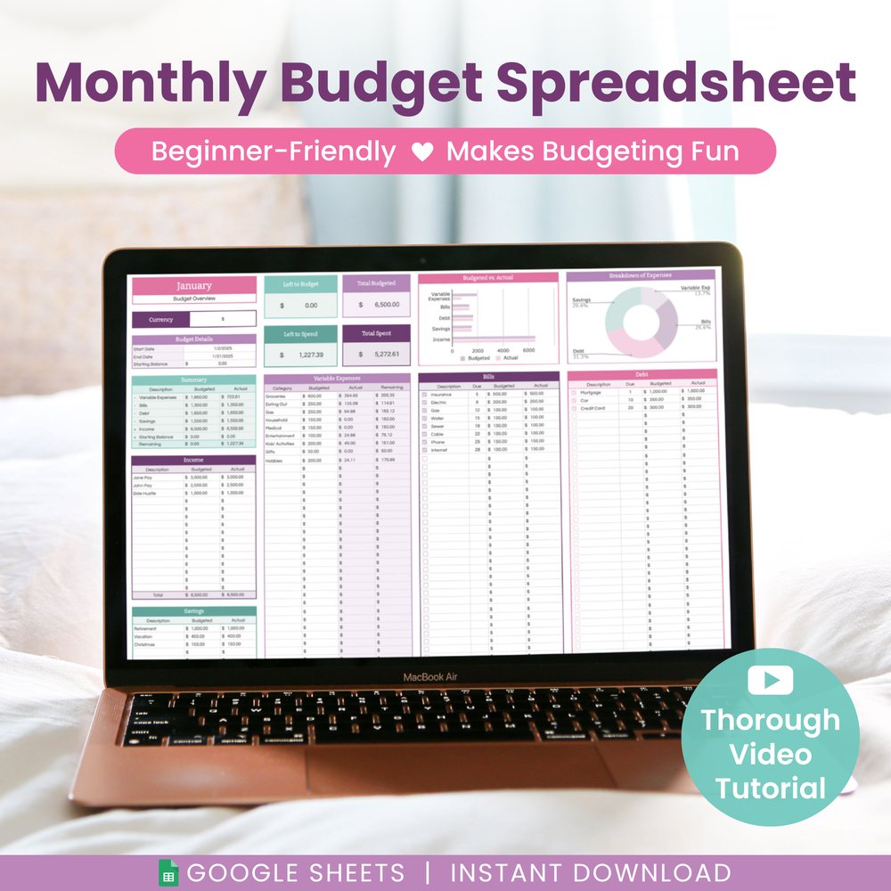 Monthly Budget Planner Spreadsheet