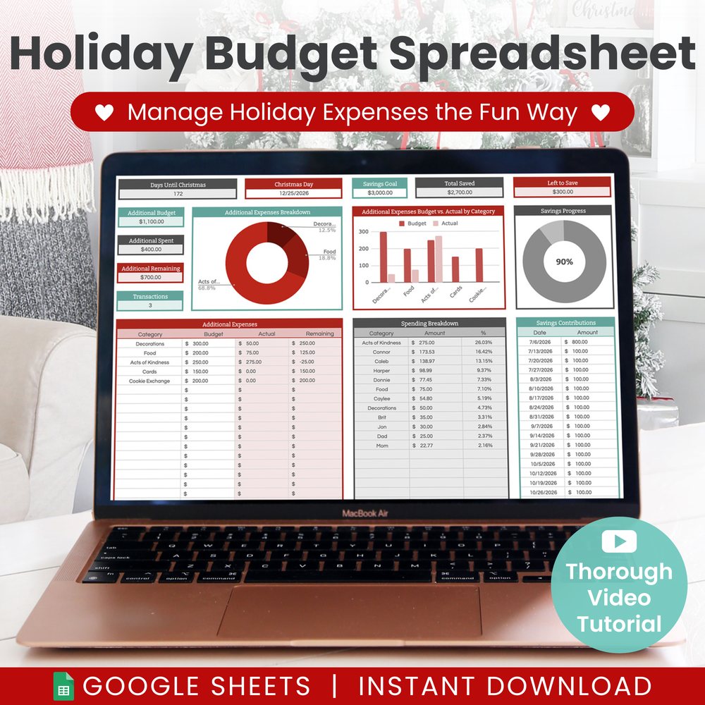 Holiday Budget Planner Spreadsheet for Google Sheets