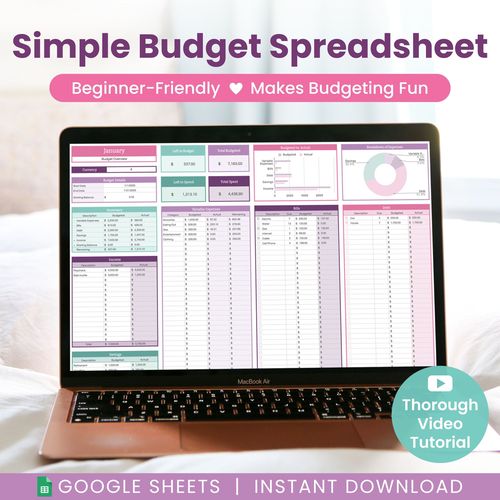 Monthly Budget Planner Spreadsheet for Google Sheets
