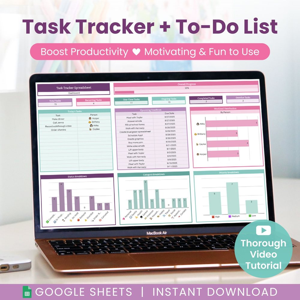 Plan-It Task Tracker & To-Do List Spreadsheet for Google Sheets