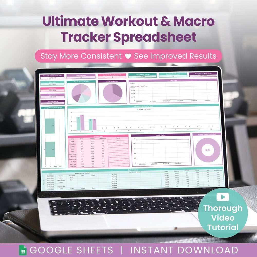 Fit & Fuel Workout + Macro Tracker for Google Sheets